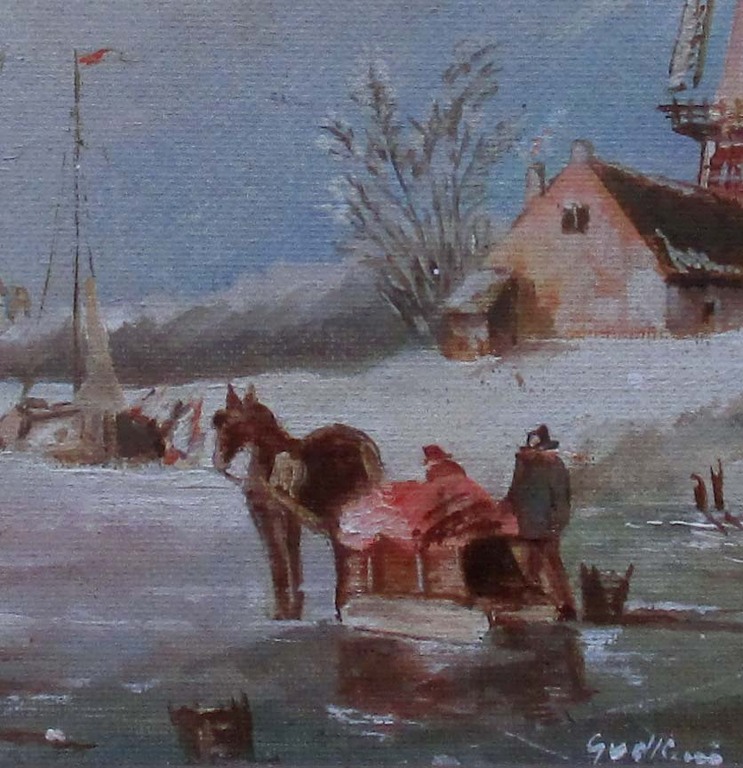 Onbekend kunstenaar, Acrylverf op doek, Winterlandschap kopen? Bied vanaf 10!