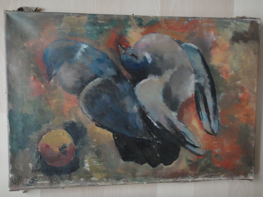 2x Hollandse school - olieverf op doek - stillevens met duif en aardewerk pot kopen? Bied vanaf 1!