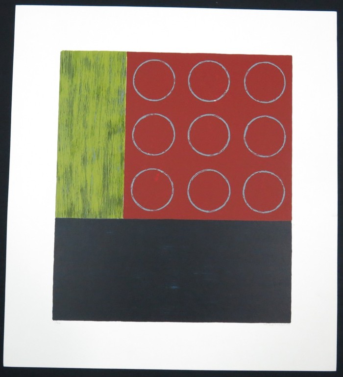 Bert Loerakker: Zeefdruk, Compositie met cirkels verkocht voor € 40!
