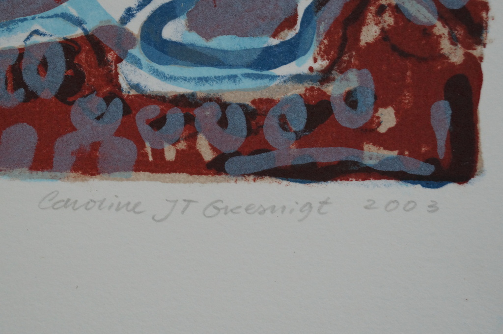 Caroline Gresnigt - gesigneerde litho - recreatiegebied met parkeergelegenheid kopen? Bied vanaf 10!