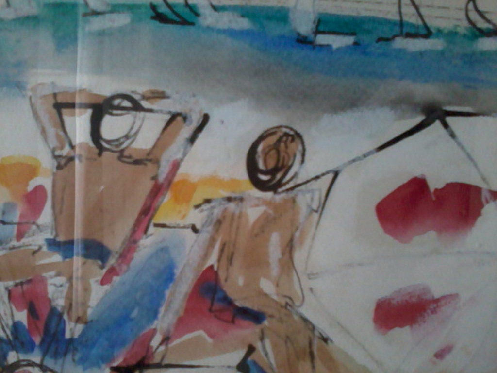 Annette Neervoort-Zeylstra, aquarel, Strandgezicht. kopen? Bied vanaf 47!