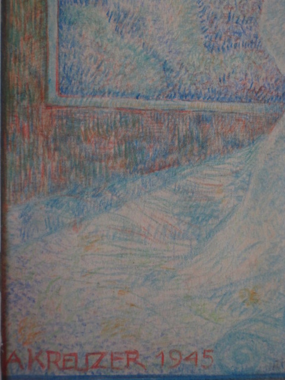 Aloys J. Kreuzer (1911-1977) pointilistische pastel "slapende vrouw" 1945 kopen? Bied vanaf 1!