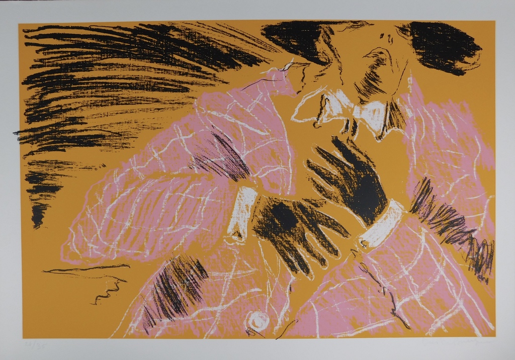 Dees de Bruyne - kleurenlitho - Homme à la Veste à Carreaux verkocht voor € 55!