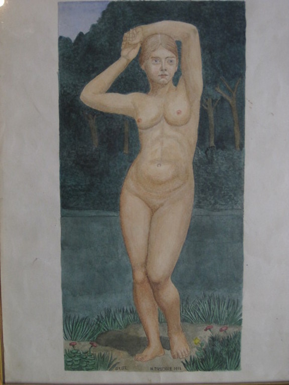 H.Paschke 1931 aquarel "staand naakt" sociaal realisme  kopen? Bied vanaf 1!