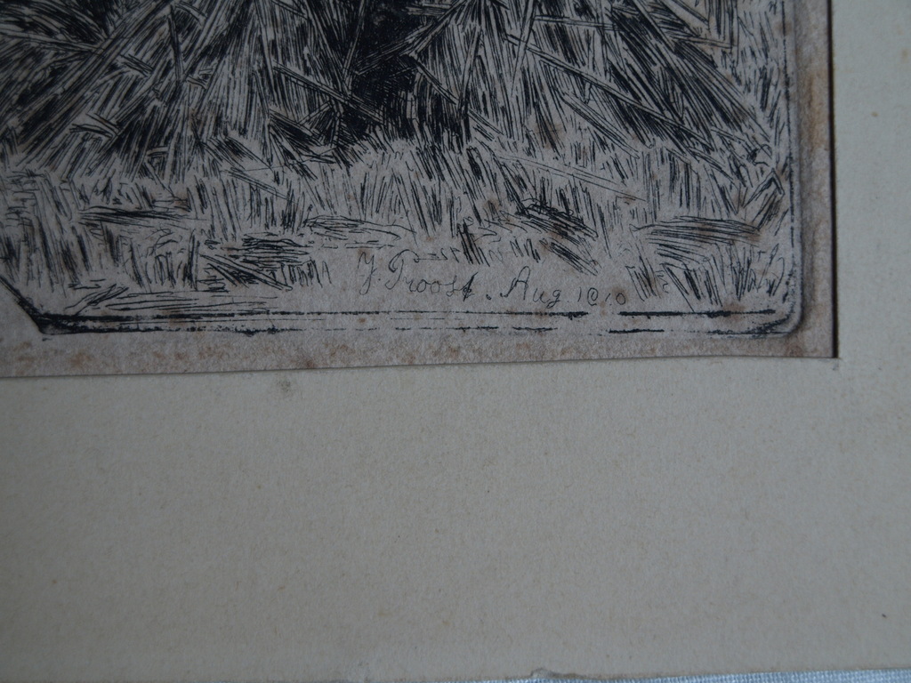 Onbekende kunstenaar : Ets – Hooiberg – gesigneerd – 1910 kopen? Bied vanaf 25!