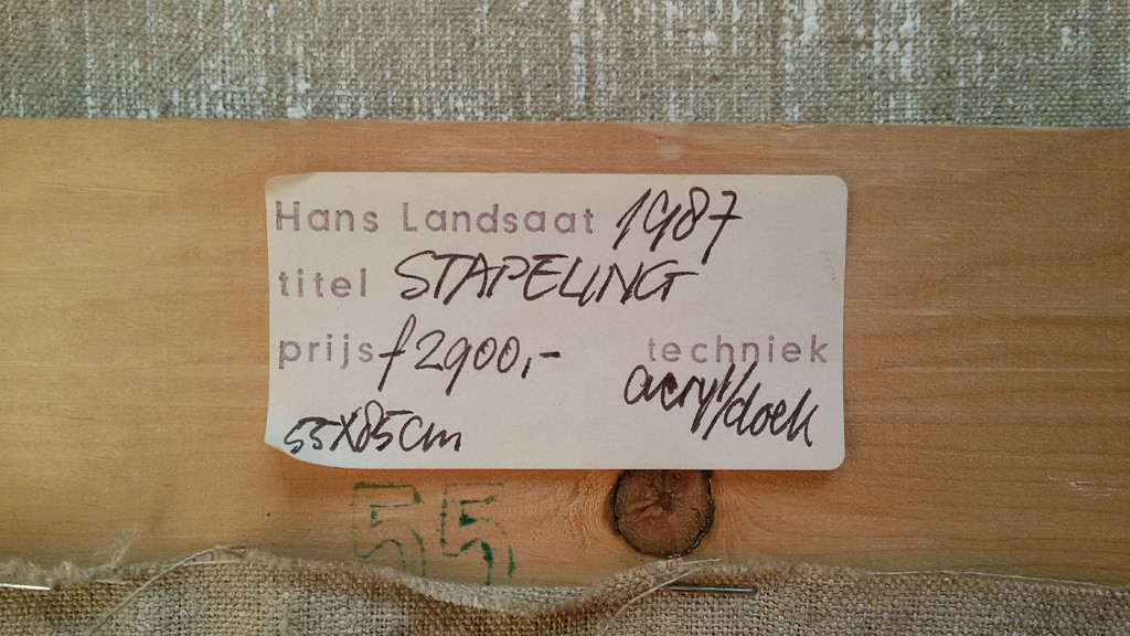Hans Landsaat - Stapeling, acrylverf op doek kopen? Bied vanaf 225!