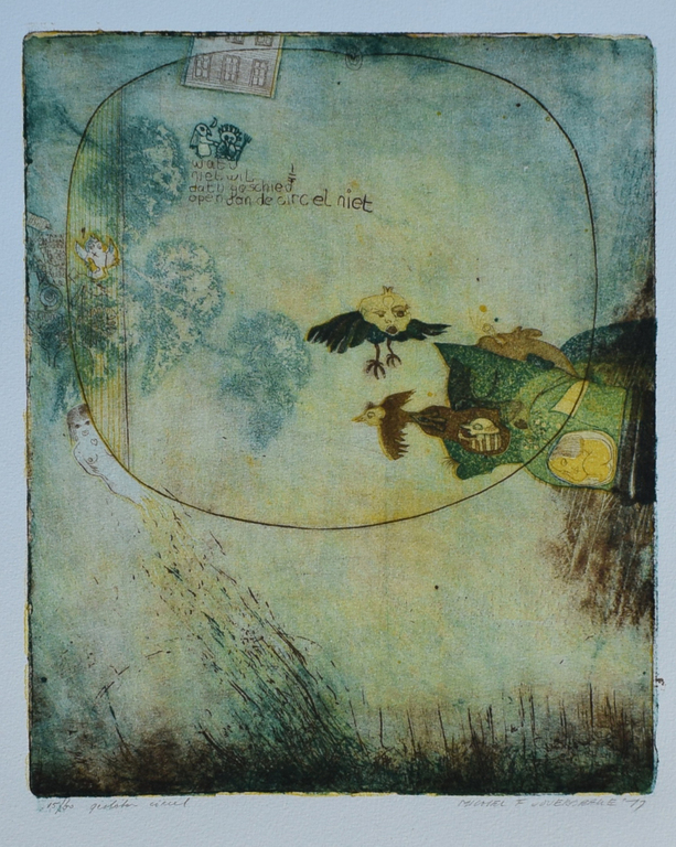 Michel F. van Overbeeke, ets, # GESLOTEN CIRKEL # 1979, mint- verkocht voor € 85!