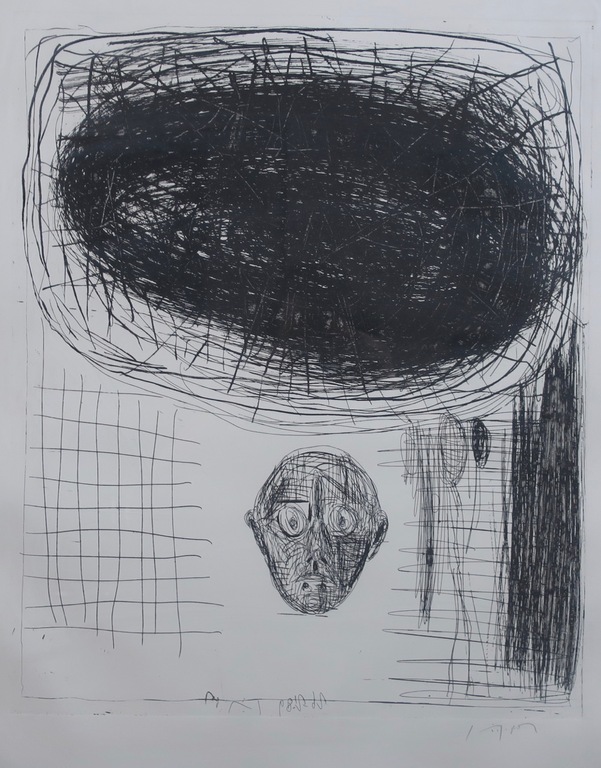 Jan van der Pol: Ets, Z.T. (hoofd) - Ingelijst kopen? Bied vanaf 50!