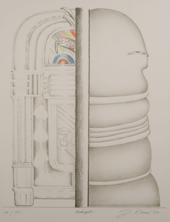 Jorg Reme: Litho, Rock girl - Ingelijst kopen? Bied vanaf 35!