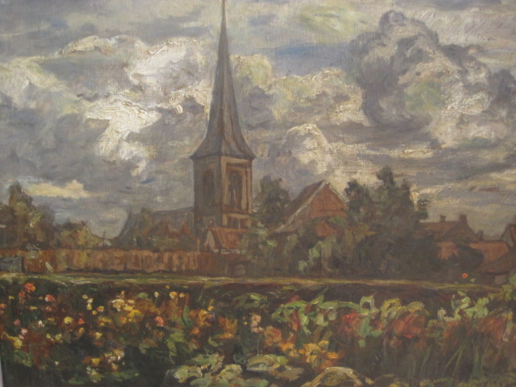 Hendrik v Bloem 1874-1960 gezicht op het dorp Overveen bij Haarlem ca. 1910 verkocht voor € 130!