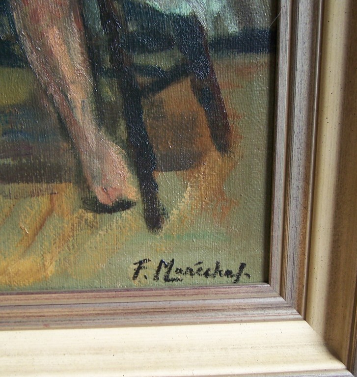 Francois Maréchal, (1861 - 1945) olieverf schilderij, vrouw op stoel. kopen? Bied vanaf 200!