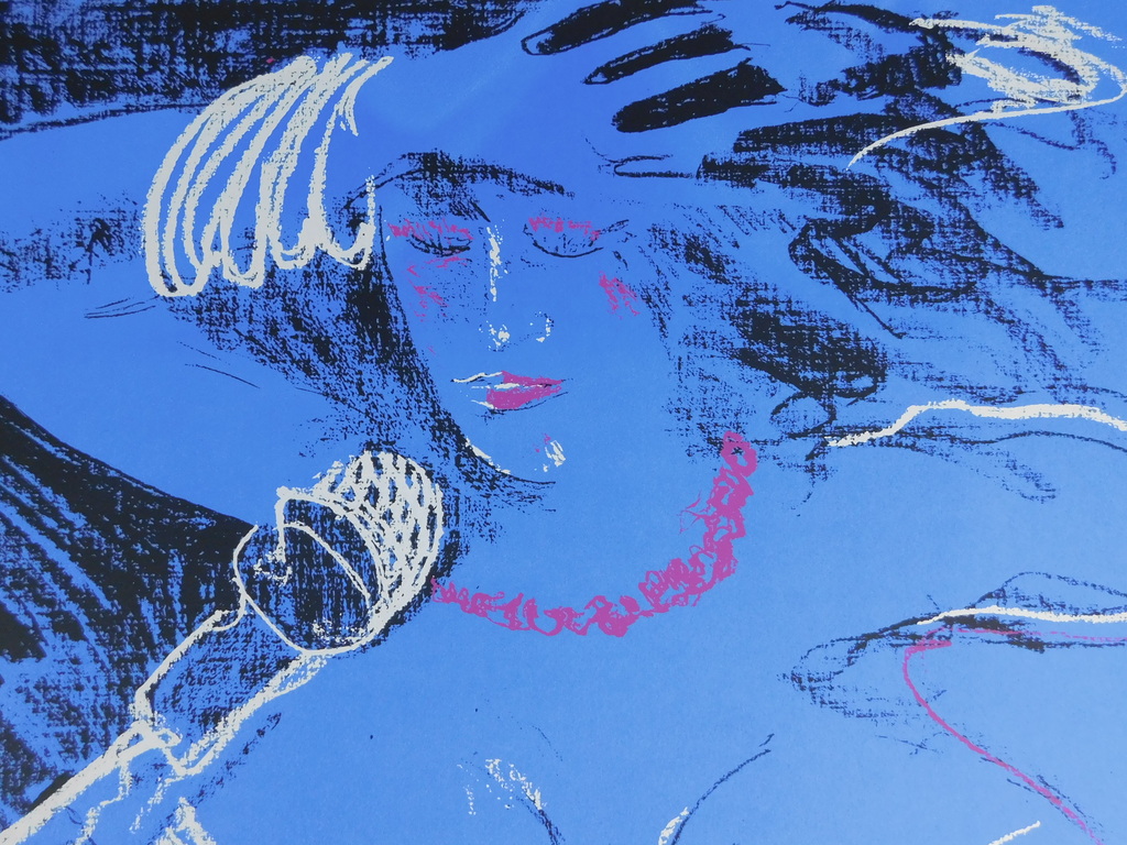 Dees de Bruyne - kleurenlitho - Femme Bleu avec collier Rouge kopen? Bied vanaf 85!