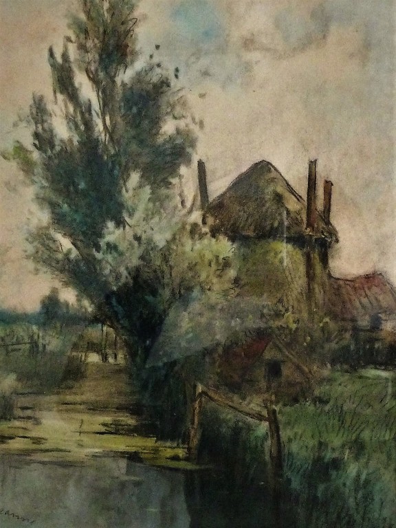 Boerderij aan het water, J.J. Garjeanne, gemengde techniek kopen? Bied vanaf 30!