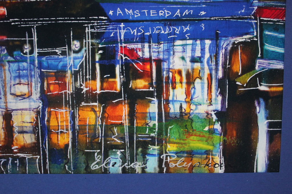 Elena Polyakova:   Amsterdamse gracht, Gemengde techniek kopen? Bied vanaf 100!