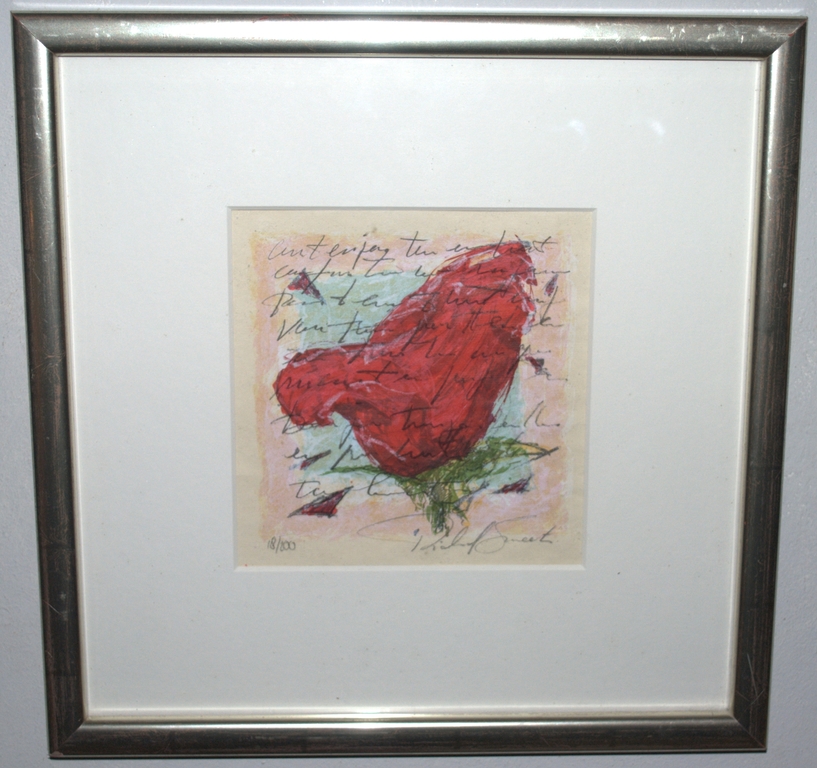 Zeefdruk Roos, gesigneerd, oplage 200 kopen? Bied vanaf 20!