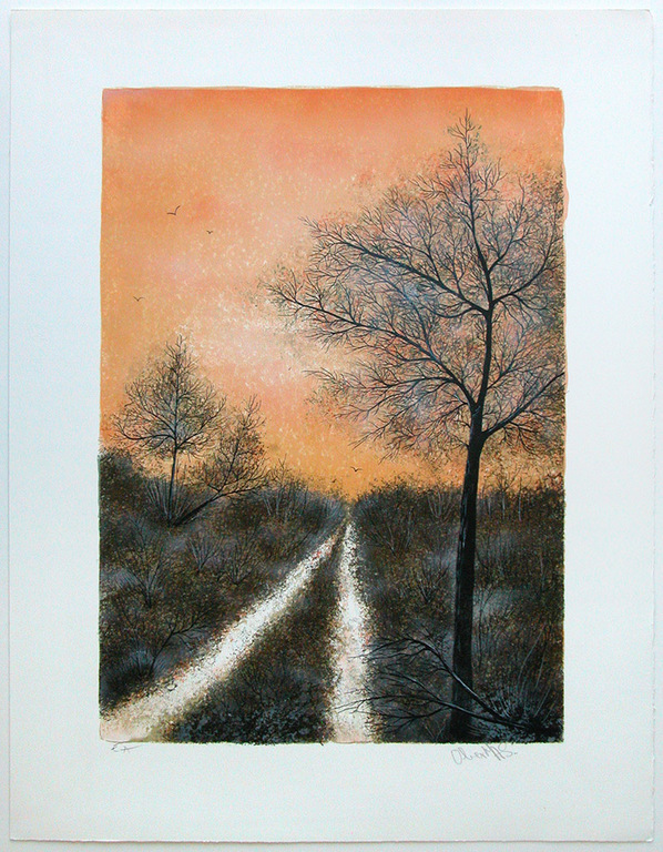 Olivier Mas, ‘Sentier d'automne‘, lithografie, handgesigneerd	 kopen? Bied vanaf 35!
