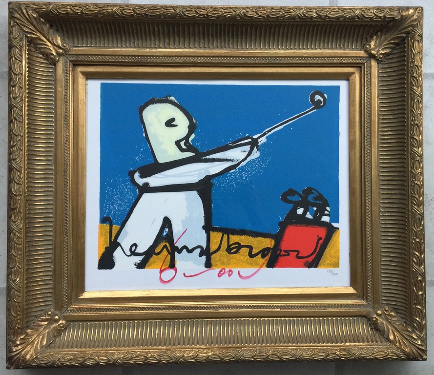 Herman Brood - Originele ingelijste en hand gesigneerde zeefdruk - Golfer kopen? Bied vanaf 1!
