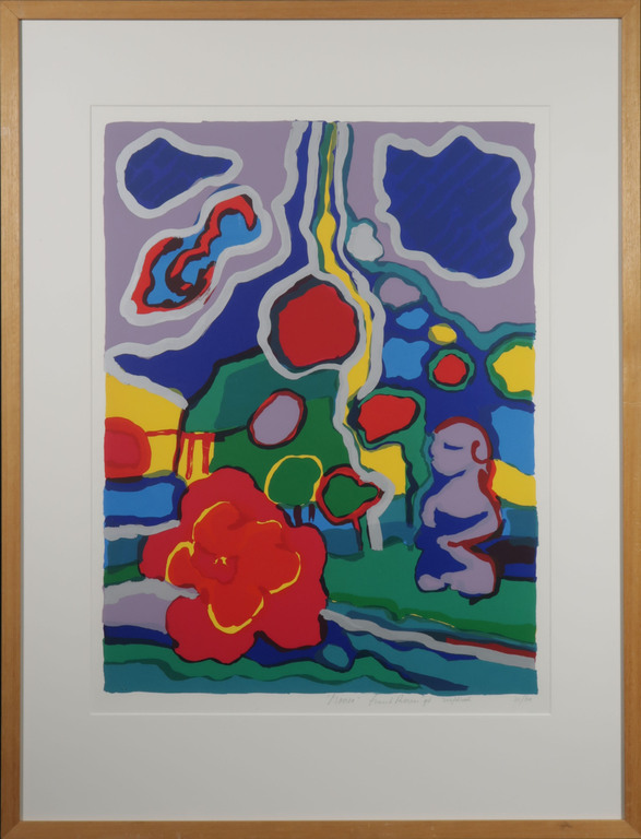 Frank Rosen: Zeefdruk, Moorea - Ingelijst verkocht voor € 40!