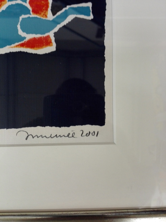 Hans Innemee, zeefdruk op papier in lijst, Titel:  Kwaak kwaak kopen? Bied vanaf 50!