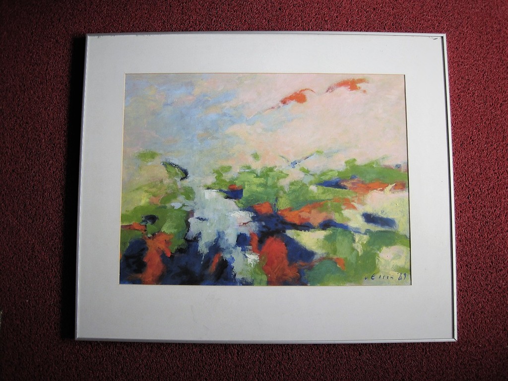 Indrukwekkend GROOT Acrylverf/Tempera schilderij "Land achter de Dijken" gesign. kopen? Bied vanaf 1!