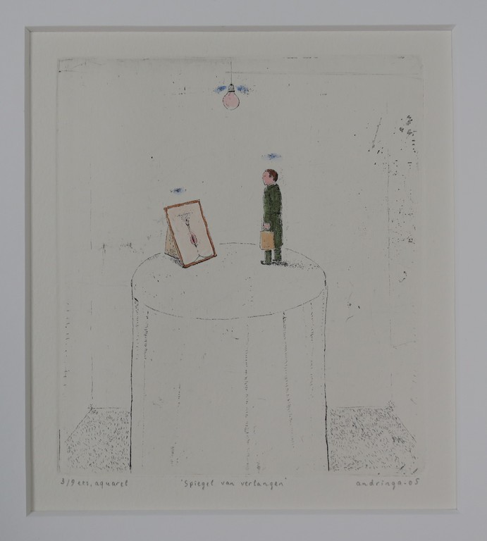Hans Andringa: Ets en Aquarel, Spiegel van verlangen verkocht voor € 36!