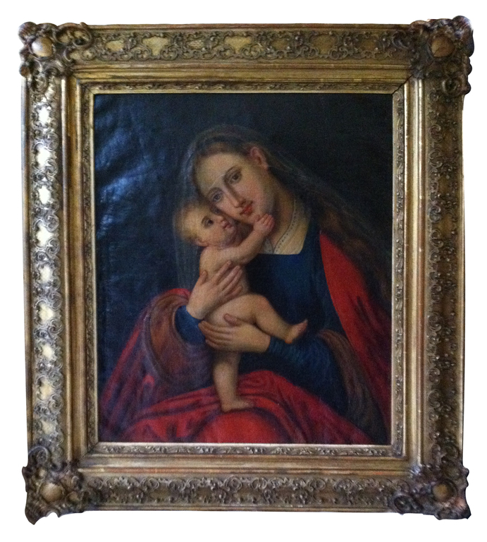 Schilderij (Moeder (Maria) met kind)± 1725 (begin 18e eeuw) Ook de lijst is begi kopen? Bied vanaf 2250!