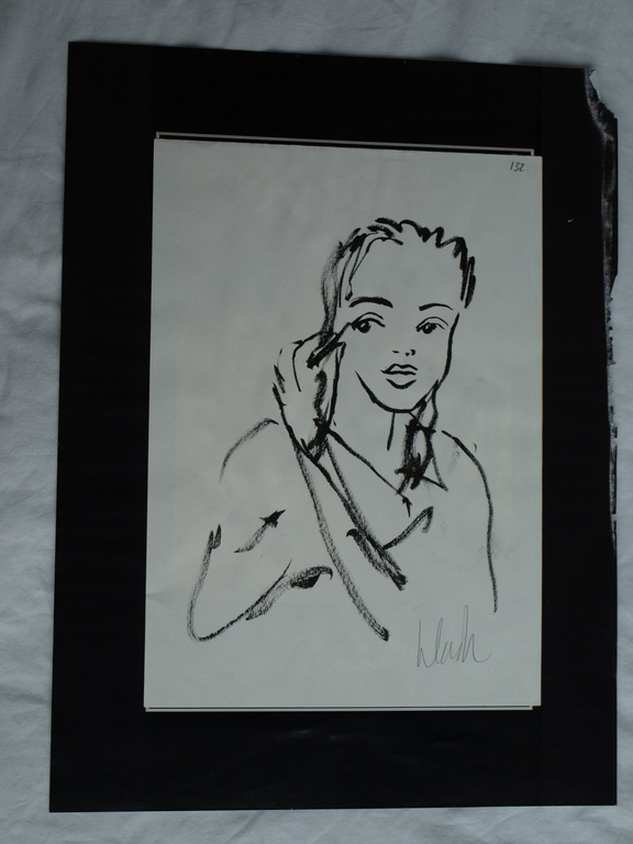 Peter Klashorst : Tekening / schets – Portret vrouw – gesigneerd  kopen? Bied vanaf 1!
