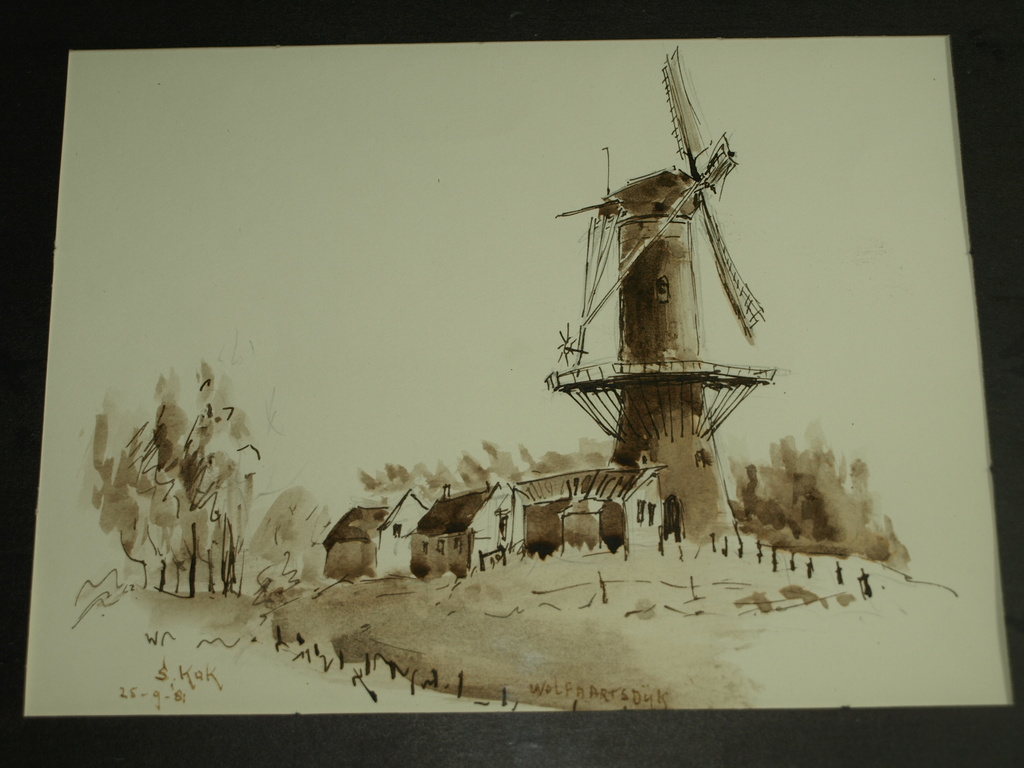 Simon Kok – Aquarel – Wolfaartsdijk - Gesigneerd – Ingelijst – 1981 verkocht voor € 41!