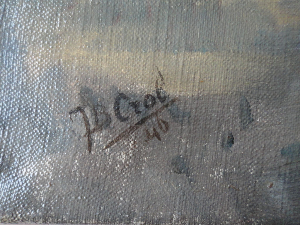 Johannes Baptista Crol, olieverf op board, 'zicht op industriestad'. kopen? Bied vanaf 1!