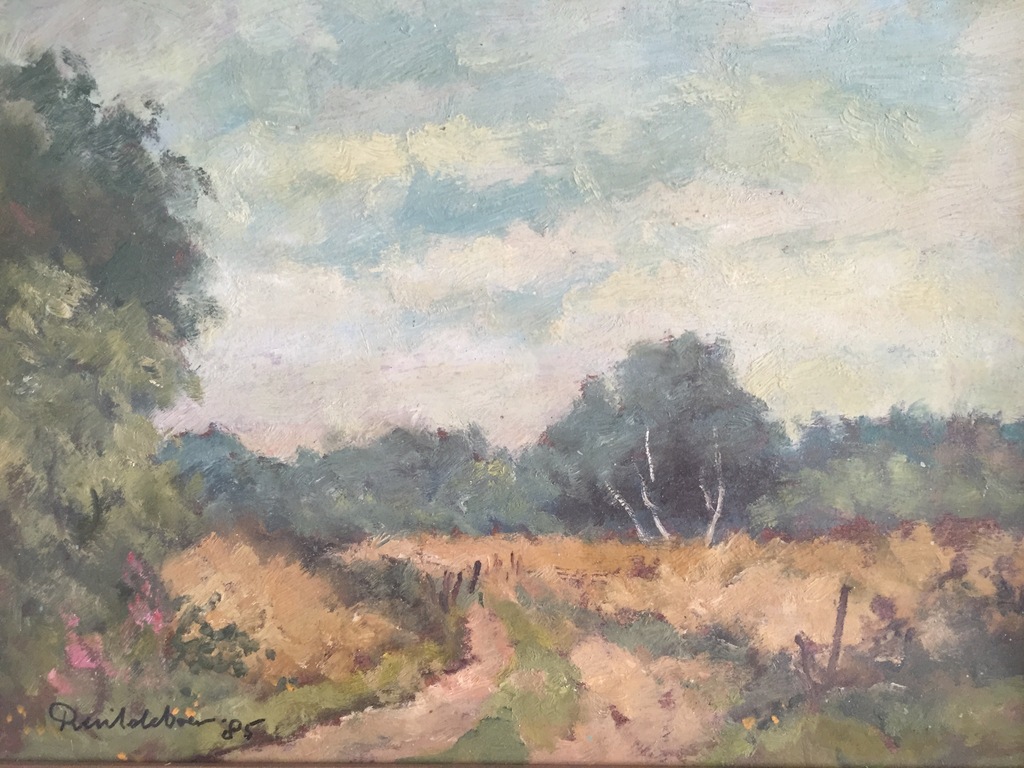 Roel Wildeboer; Olieverf op paneel, heide bij Hilversum 1985 kopen? Bied vanaf 145!