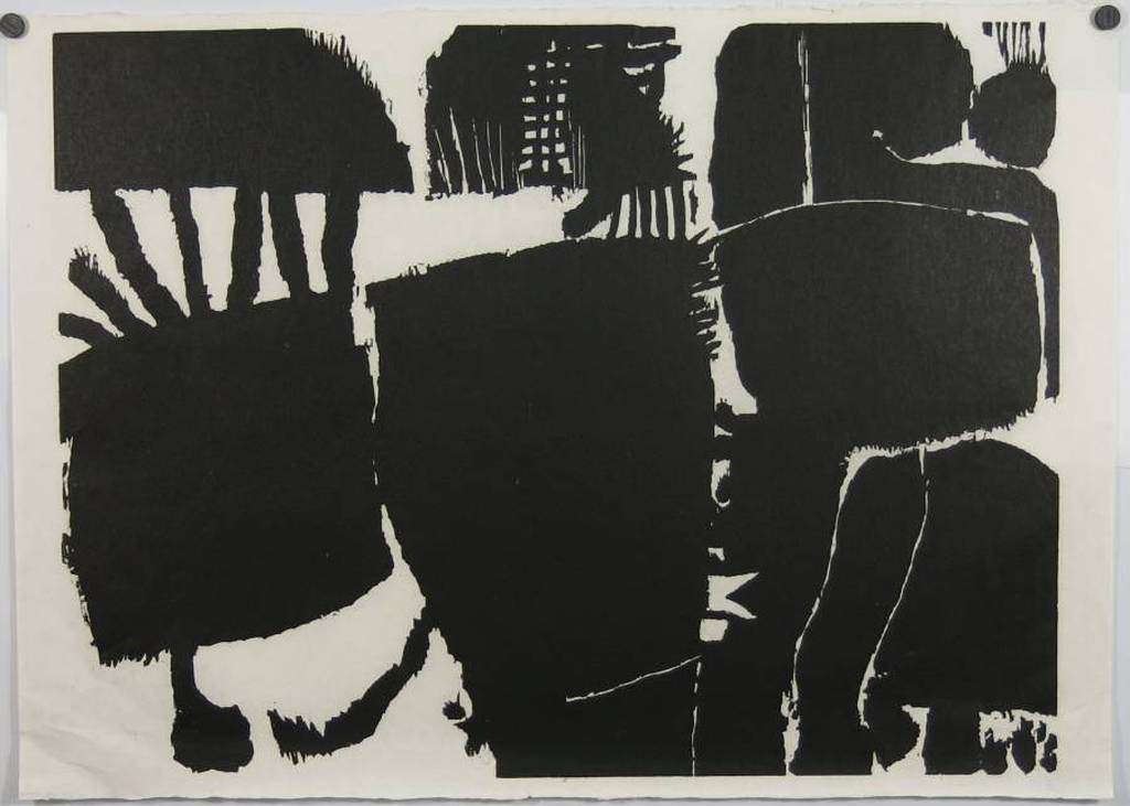 Guillaume Le Roy: Houtsnede op Japans papier. compositie in zwart kopen? Bied vanaf 1!