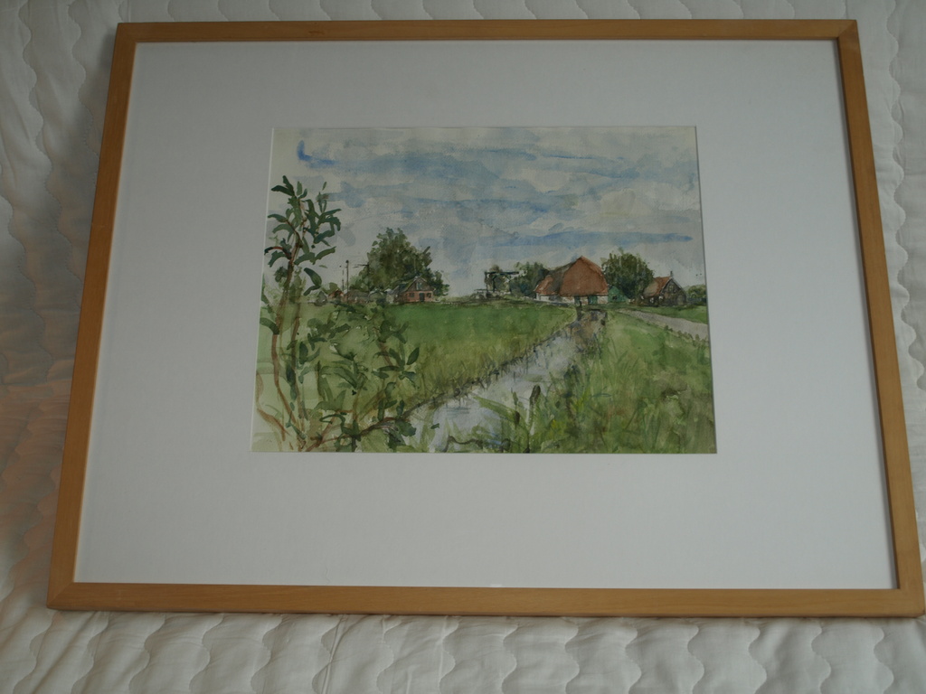 Joanne de Wilde – Aquarel – Brug in Waterland – Ingelijst 71 x 56 cm kopen? Bied vanaf 1!
