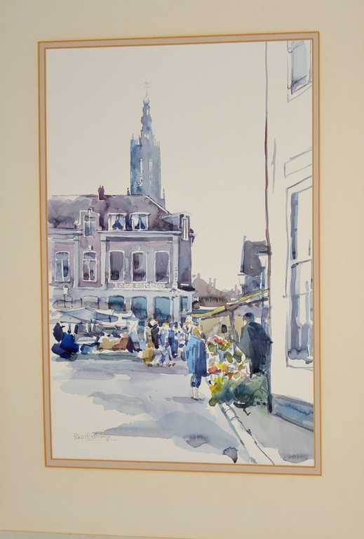 Hans Houtkamp: Grote aquareltekening, 't Oude Raedthuys kopen? Bied vanaf 1!