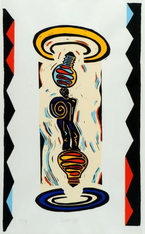 Hans Wap, 220 volt, zeefdruk uit 1991 in perfecte staat. 69/99 verkocht voor € 45!