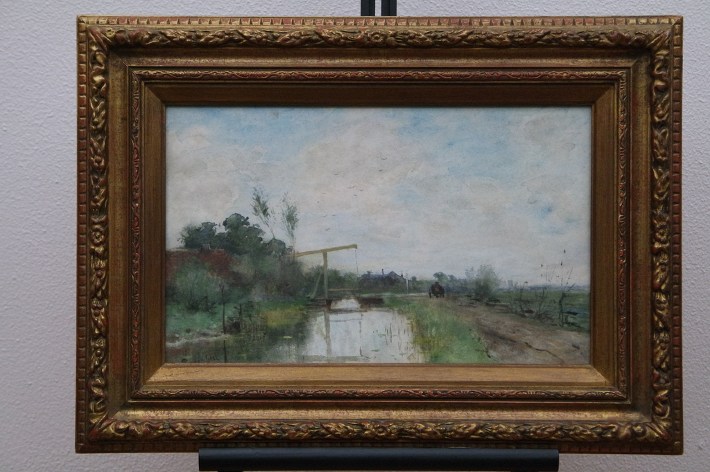 Geo Poggenbeek - aquarel - landschap met ophaalbrug - gesigneerd l.o. kopen? Bied vanaf 495!