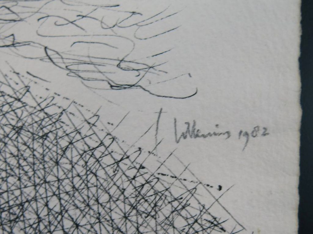 Jaap Hillenius: Inkttekening, zonder titel (water langs de pier) kopen? Bied vanaf 1!