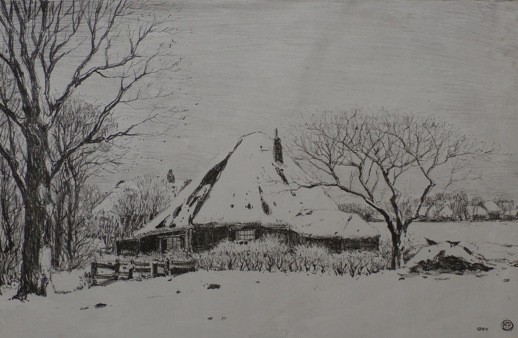 Herman Heuff - boerderij in de winter - 1924 kopen? Bied vanaf 20!