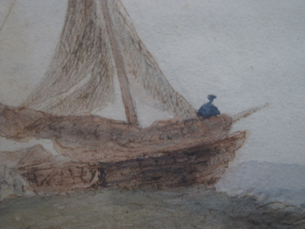 J.H.Weissenbruch 1824-1903 aquarel "bomschuiten aan strand" Haagse School ! kopen? Bied vanaf 1!