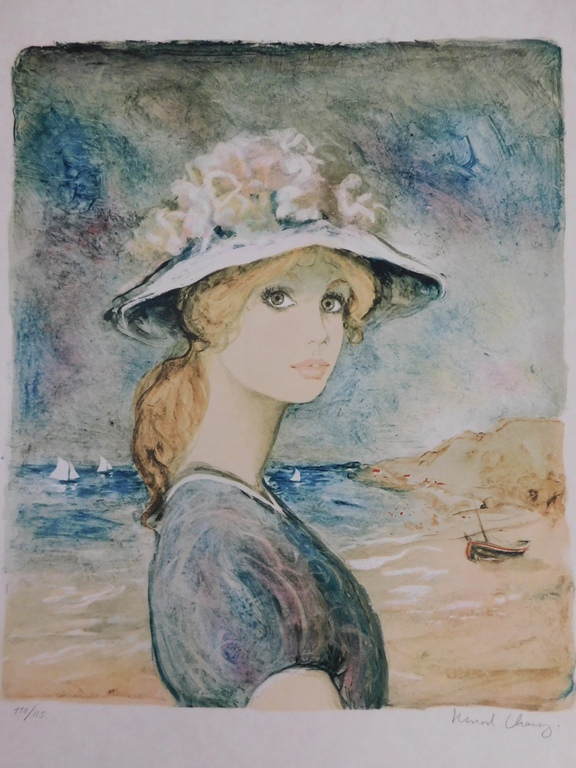 Bernard Charoy - Kleurenlitho - Clara au Chapeau kopen? Bied vanaf 60!