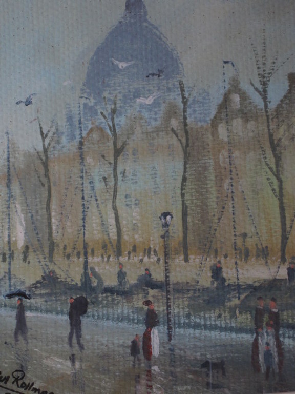 Paul Rollman 1924 - Amsterdam Koepelkerk en Herengracht olieverf kopen? Bied vanaf 1!