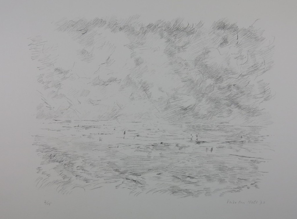 Friso ten Holt: Litho, Strandscene  verkocht voor € 50!