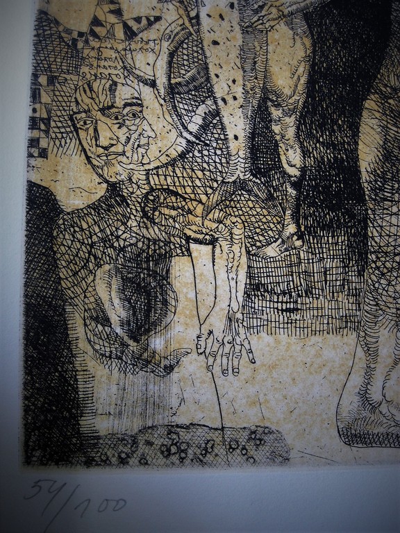 Grafische meester Bulgarije  Stoimen Stoilov (1944-) Litho "Life's struggle" ges kopen? Bied vanaf 1!