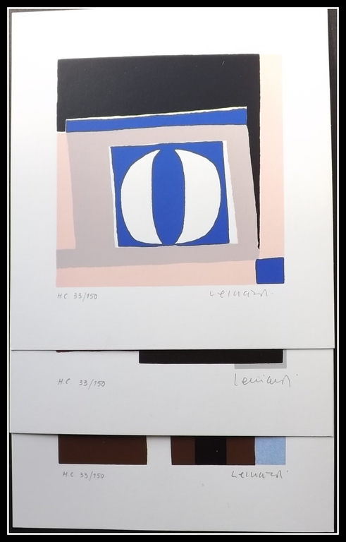 Ermanno Leinardi - 3 abstracte geometrische gesigneerde litho's - 1985 kopen? Bied vanaf 1!