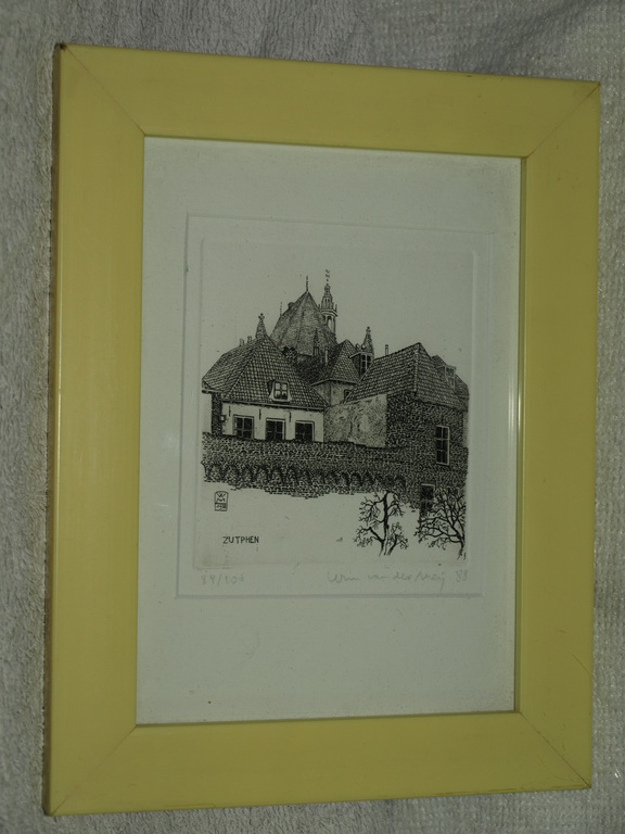 Wim van der Meij : Ets – Zutphen – gesigneerd & ingelijst – 1988 - oplage 100 ex kopen? Bied vanaf 1!