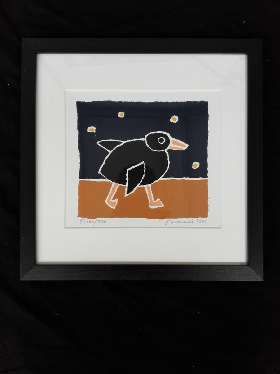 Hans Innemee, zeefdruk op papier in lijst + het kinderboekje Kwaak Kwaak verkocht voor € 55!