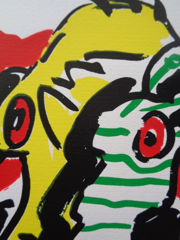 PETER DIEM, GROTE HANDGESIGNEERDE ZEEFDRUK DESIGNERS COW RED kopen? Bied vanaf 1!