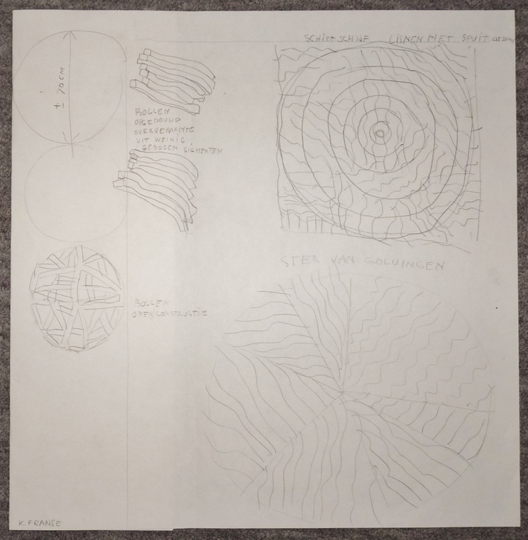 Kees Franse, Tekening studies/ontwerpen, Gesigneerd verkocht voor € 45!