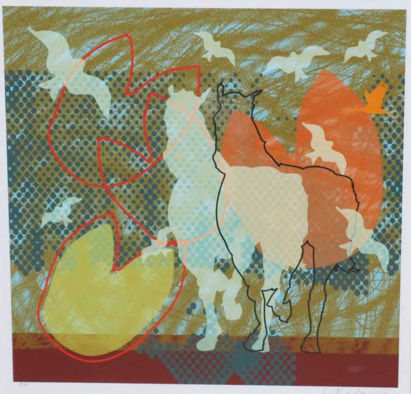 Arturo: Zeefdruk, Paard - Ingelijst verkocht voor € 115!
