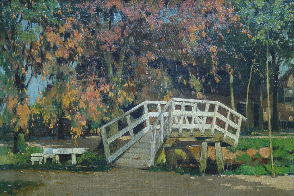 Egbertus Antonie Jansen (1877-1957) - olieverf op doek - bruggetje verkocht voor € 345!