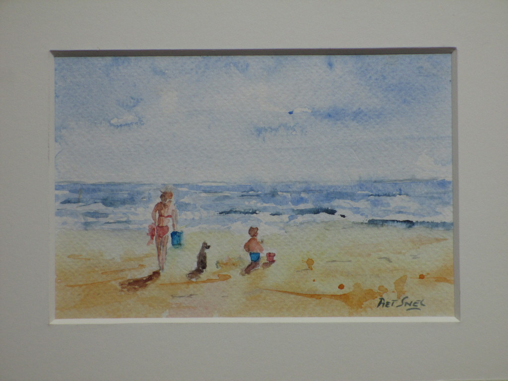 Piet Snel, Een dagje aan het strand, Aquarel kopen? Bied vanaf 35!